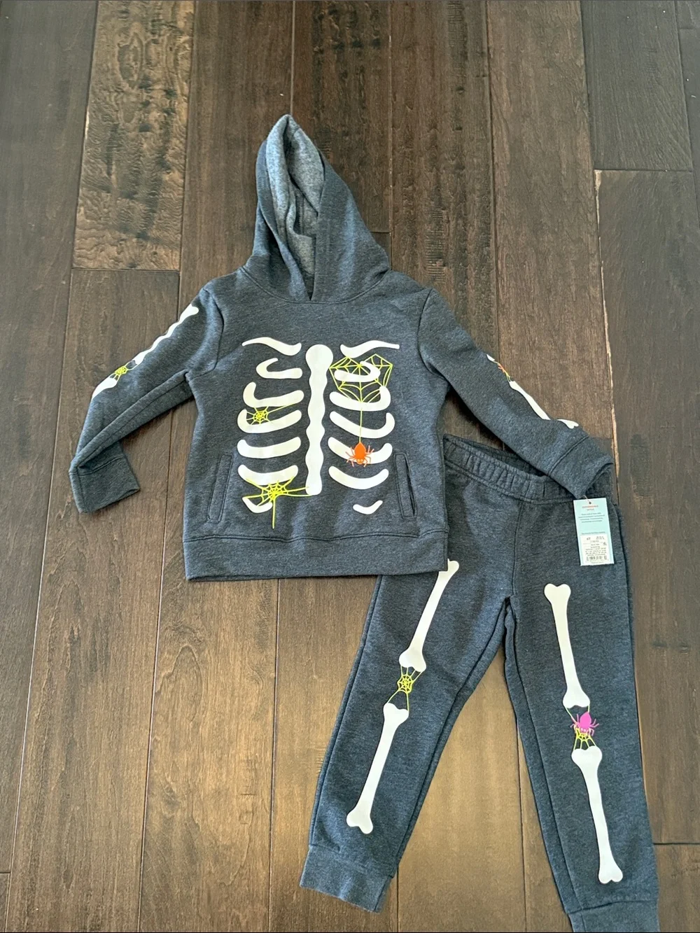 NWT Cat and Jack Kids Halloween Skeleton Hoodie & Jogger Set - Dark Gray